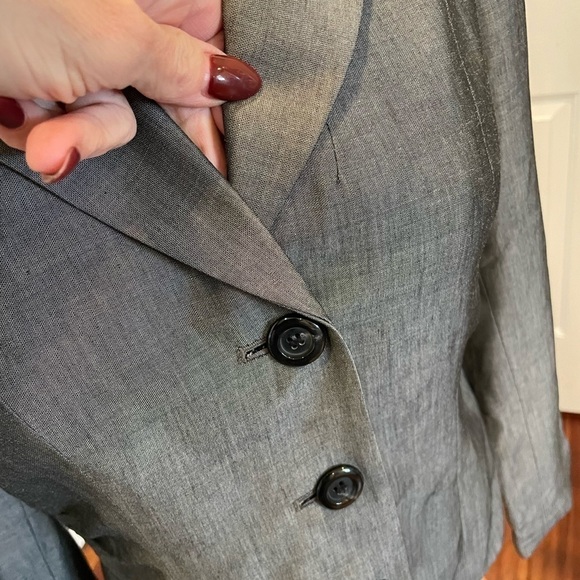 Etcetera gray rayon wool blend satin look blazer jacket classic simple elegant - Picture 5 of 10